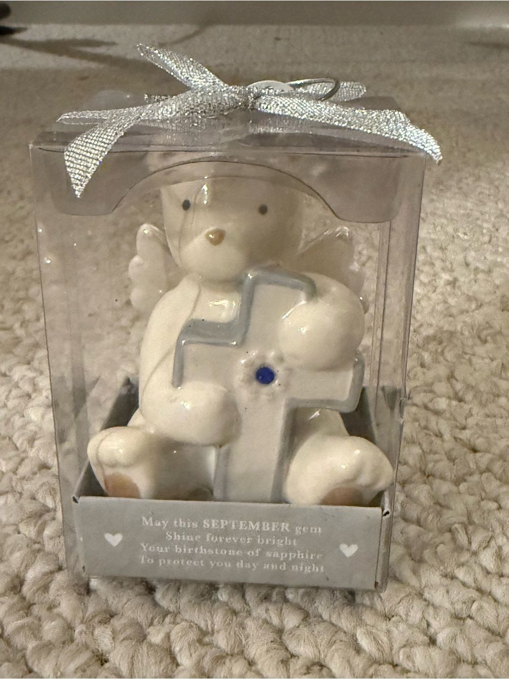 Grasslands Road White Ceramic Bear Angle Figurine Month of September COLLECTOR’s